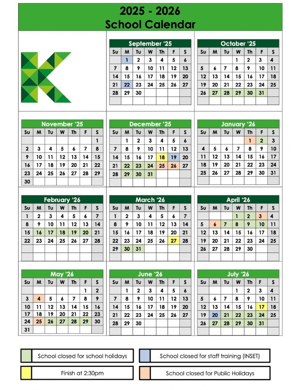 Kender Primary School School Term Dates